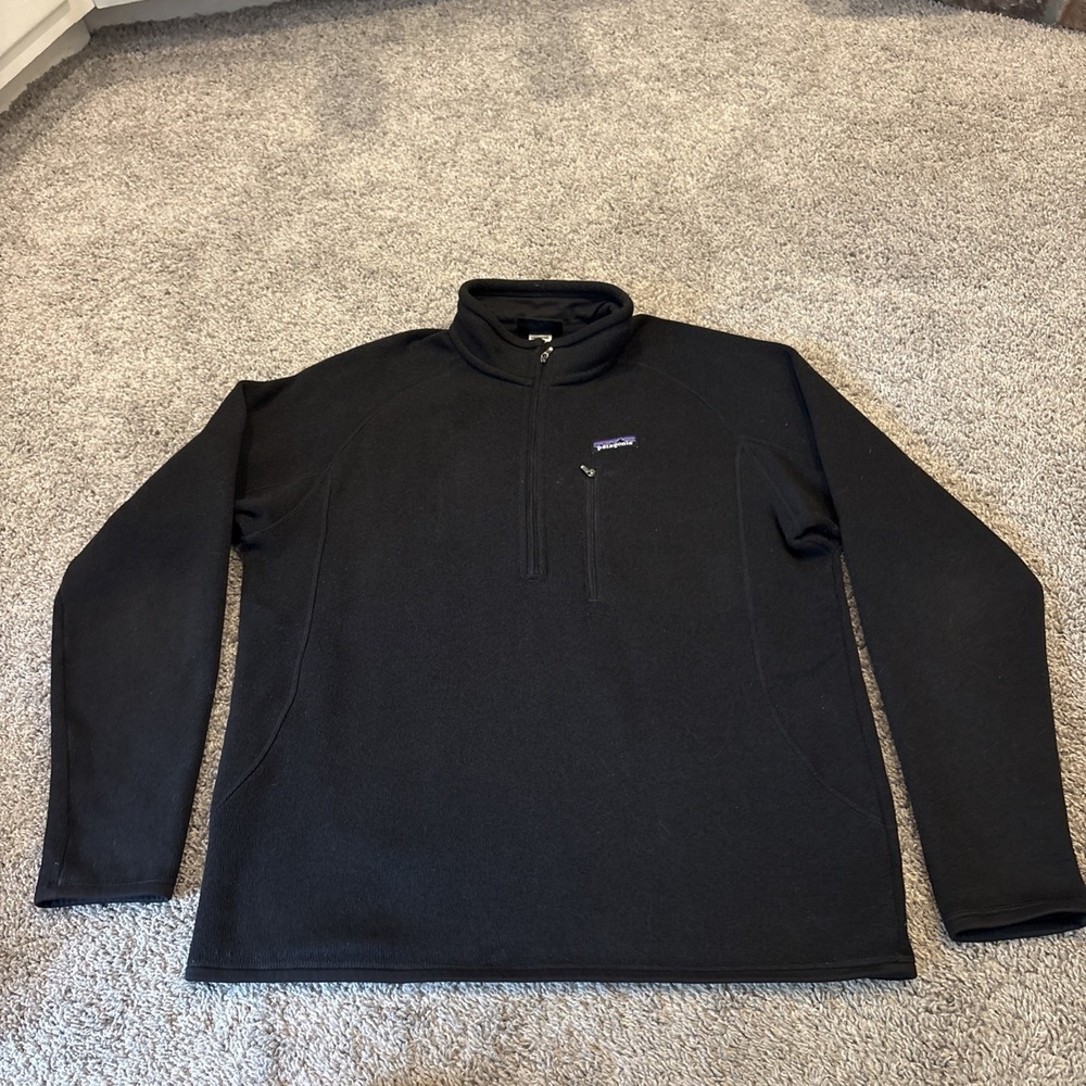 PATAGONIA Jacket Large Better Sweater Fleece 1/4 Zip Black 25521 Pullover *Read*